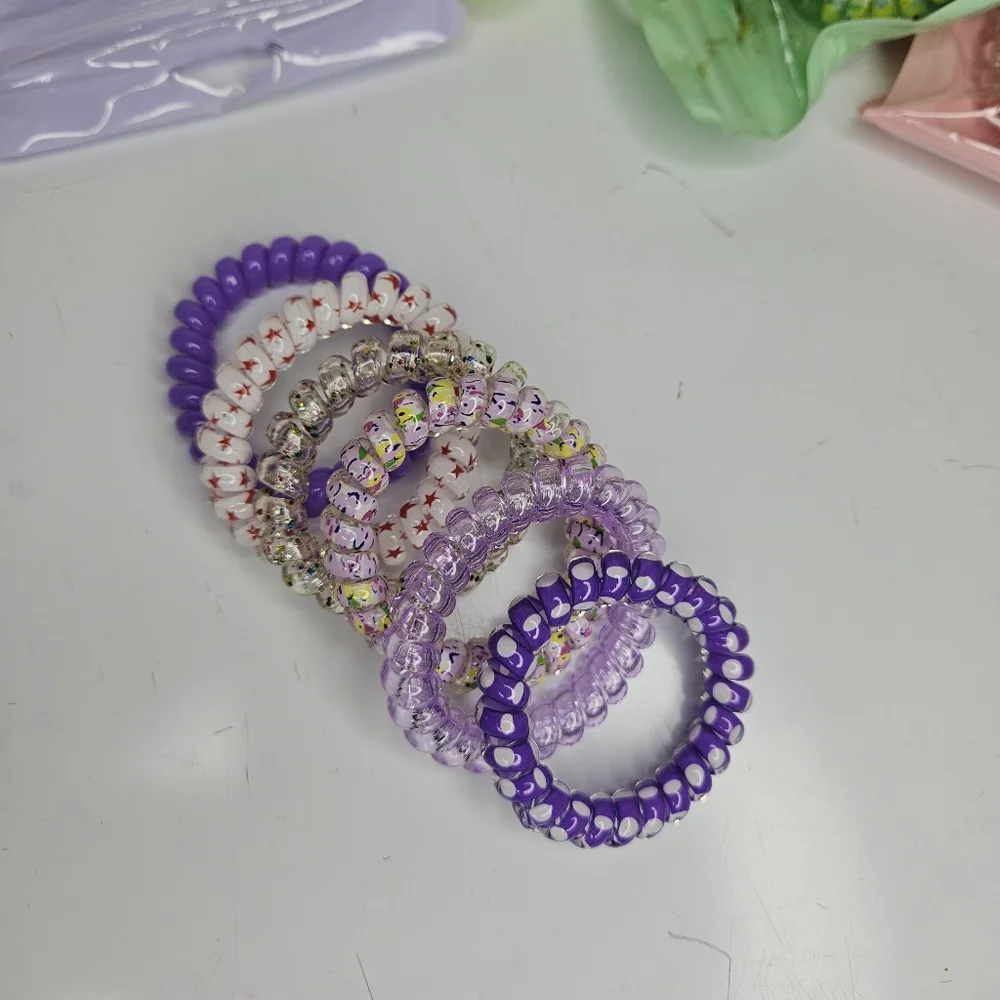 Elastic hair ties floral pattern ponytail holders for workout vacation&everyday - Picture 2 of 12